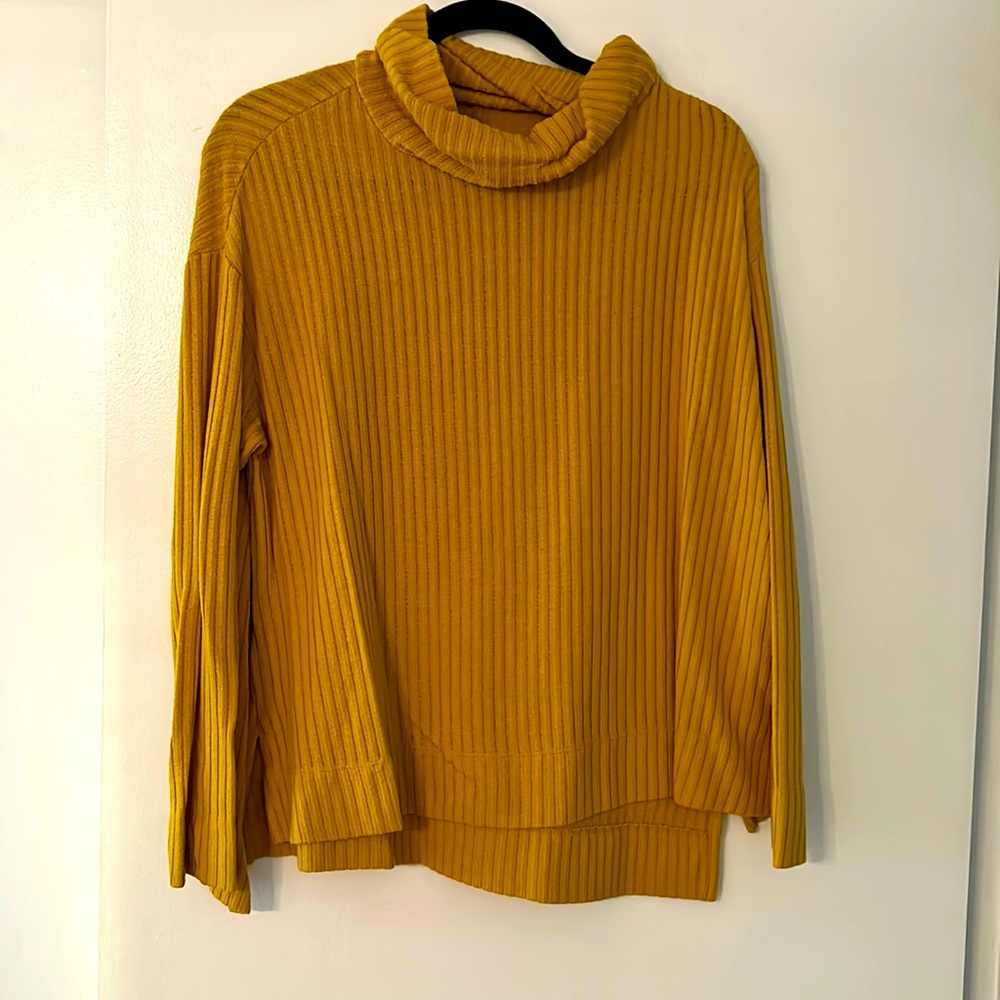 Anthropologie yellow turtleneck top